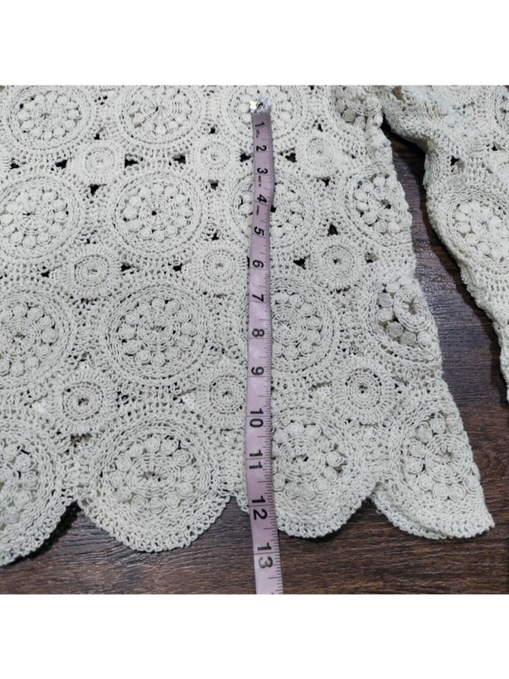 Zara Womens Cream Crochet boho Lace Long Sleeve Top S - Picture 7 of 11
